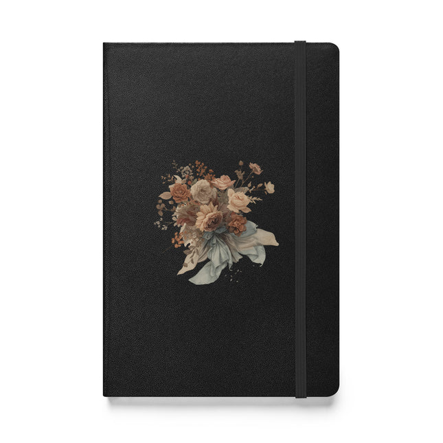 Elegant black hardcover notebook with floral design - aesthetic journal or sketchbook by MoViStudioCo