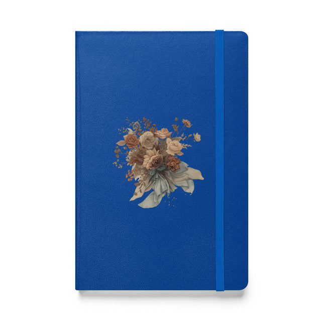 Elegant blue hardcover notebook with floral design - aesthetic journal or sketchbook by MoViStudioCo