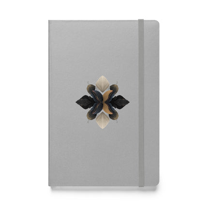 Minimal silver hardcover notebook featuring dried flower artwork - stylish journal for notes or gifts by MoViStudioCo