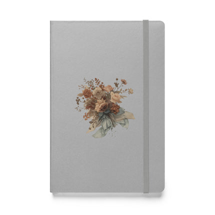 Elegant silver hardcover notebook with floral design - aesthetic journal or sketchbook by MoViStudioCo