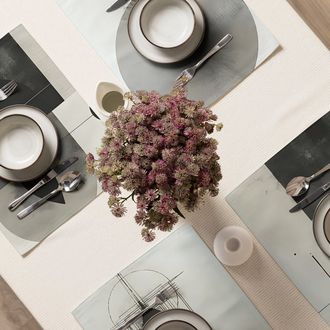 Modern placemat set for dining table - neutral minimalist table setting with contemporary design by MoViStudioCo